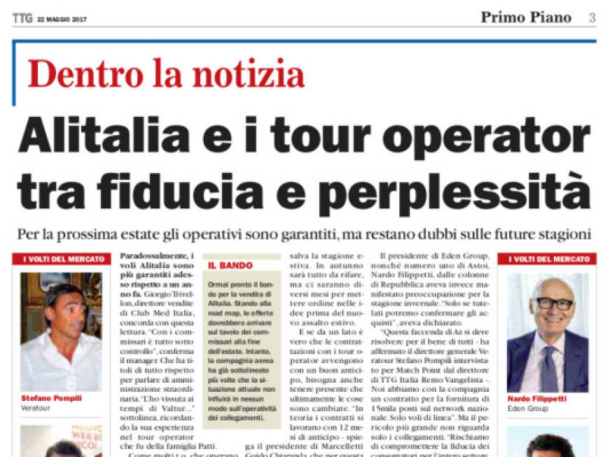 Alitaliae i tour operator tra fiducia e perplessità