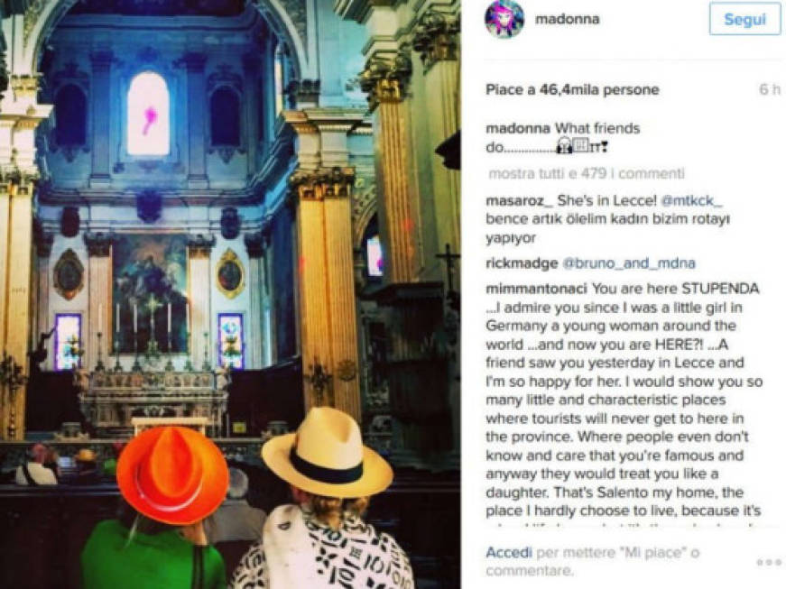 Madonna in vacanza in Puglia, le immagini sui social network