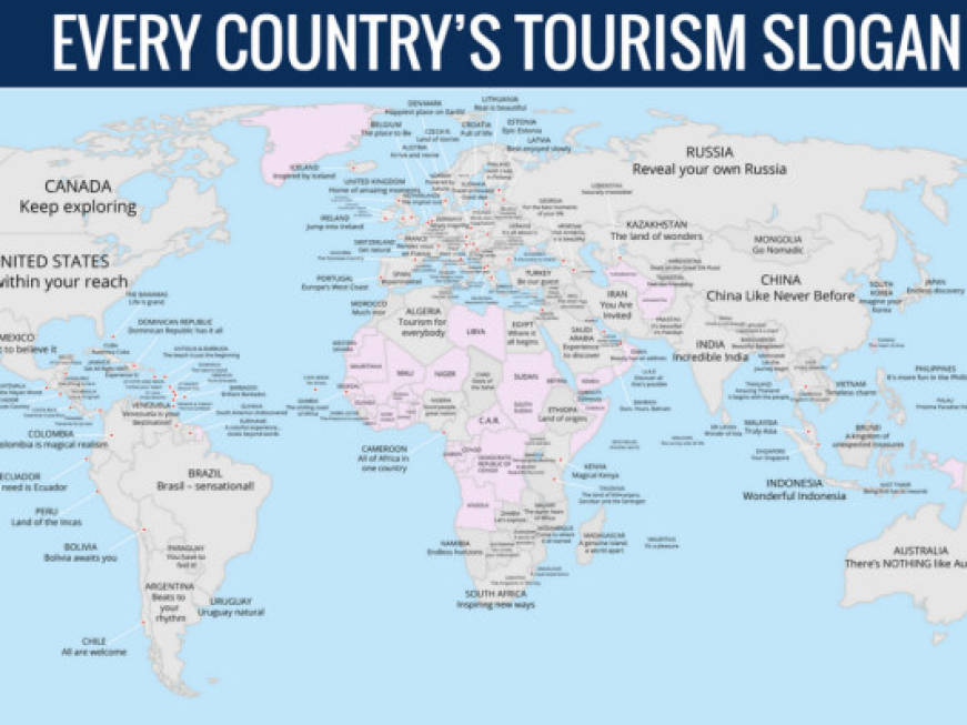 Tutti gli slogan turistici del mondo in una mappa