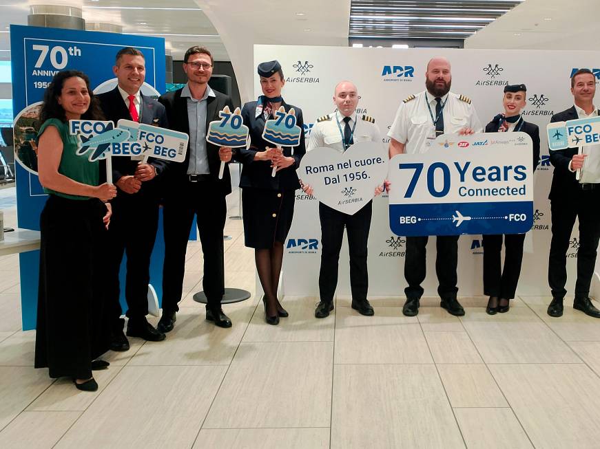 Air Serbia festeggia 70 del volo tra Roma e Belgrado