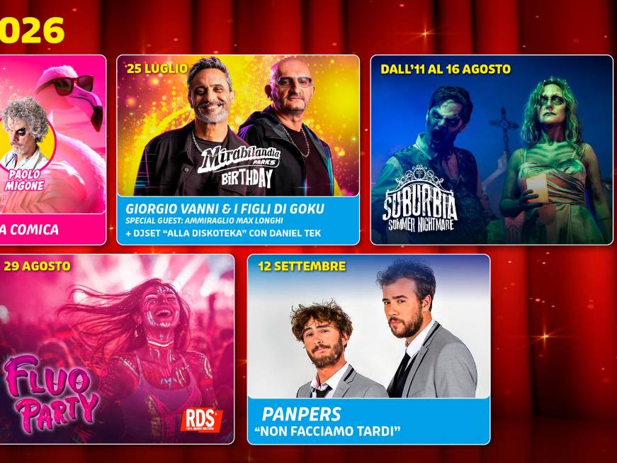 L’estate a Mirabilandia nel segno della musica e della comicità: tutti gli eventi in programma