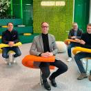 Da sinistra: i soci di Titanka Spa, Marco Baroni, Riccardo Viroli e Ronnie Pavani, assieme ad Alessandro Zucchetti, presidente Zucchetti