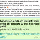 “Biglietti gratis”, Ryanair avverte: attenzione alle truffe su WhatsApp