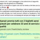 “Biglietti gratis”, Ryanair avverte: attenzione alle truffe su WhatsApp