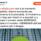 Alitalia, sito offline: check-in e prenotazioni solo via app o numero verde