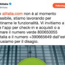 Alitalia, sito offline: check-in e prenotazioni solo via app o numero verde