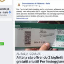 La Polizia lancia l'allarme truffa online per i falsi biglietti gratis Alitalia