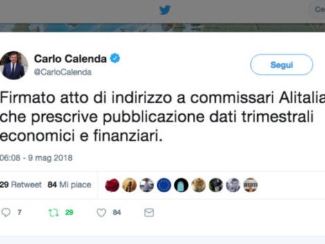 Alitalia, il ministro Calenda: “Pubblicare i dati economici”