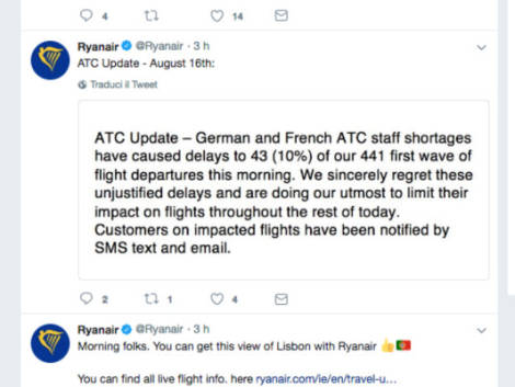 Ryanair, ancora ritardi in Europa: &quot;Colpa dei tagli Atc&quot;