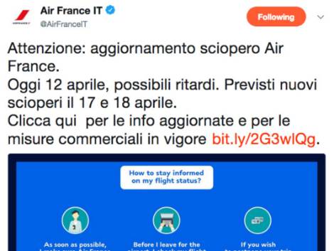 Air France: “Anche oggi possibili ritardi dei voli”