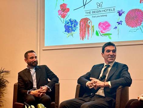 Guido Guidi fondatore di The Begin Hotels e il Presidente della Regione Marche Francesco Acquaroli.
