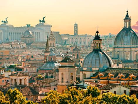 View of Rome from Castel Sant'Angelo, Italy.