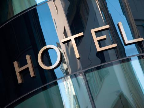 Hotel Sign in Urban Setting