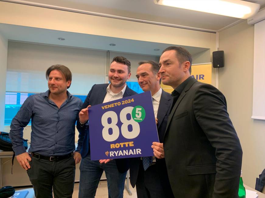 Ryanair: per l’estate 88 rotte sul Veneto