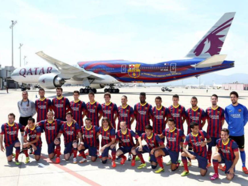 Il Barça incontra il Boeing di Qatar Airways con la livrea del club