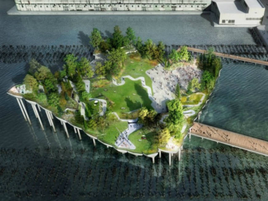 Un giardino sull’acqua, il nuovo progetto di New York. Le immagini