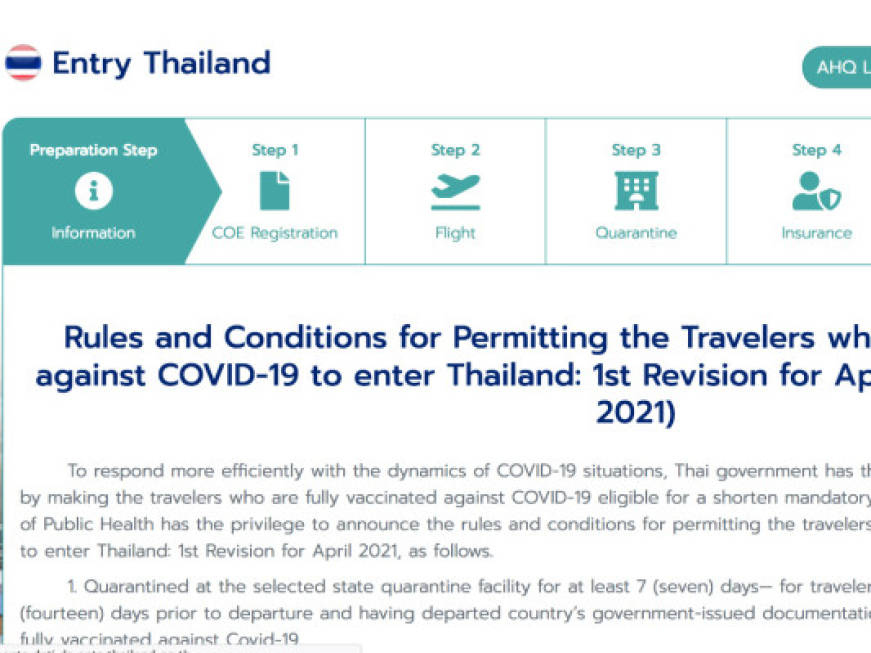 Entry Thailand, il nuovo portale per viaggiare in Thailandia