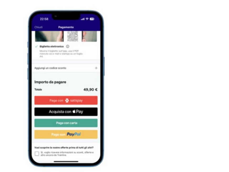Trainline abilita i pagamenti con Satispay