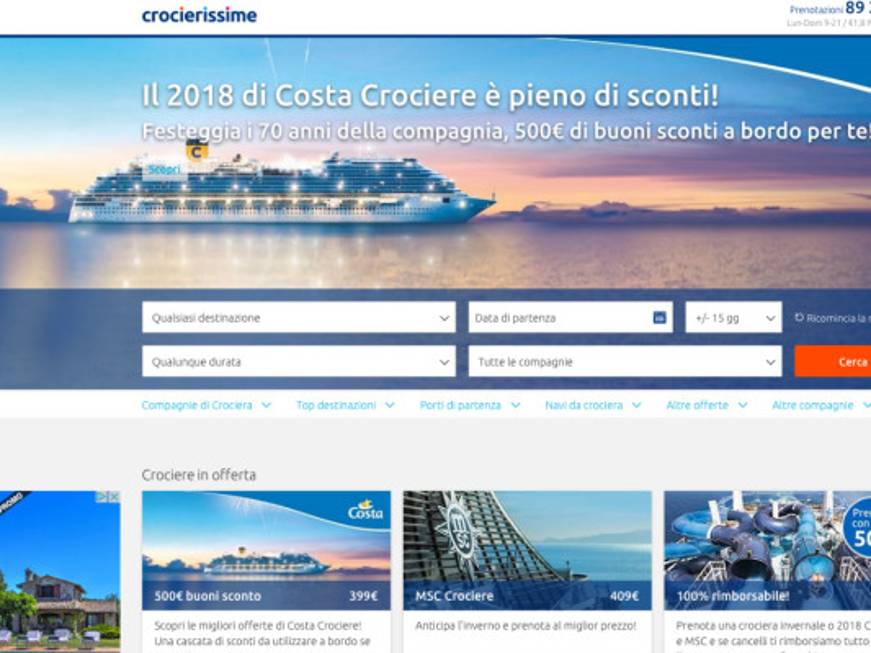 La svolta di Crocierissime: via alla prenotazione online delle crociere