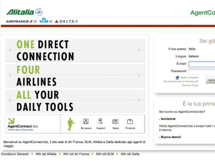 Af-Klm, Alitalia e Delta: sito unico per le agenzie di viaggi