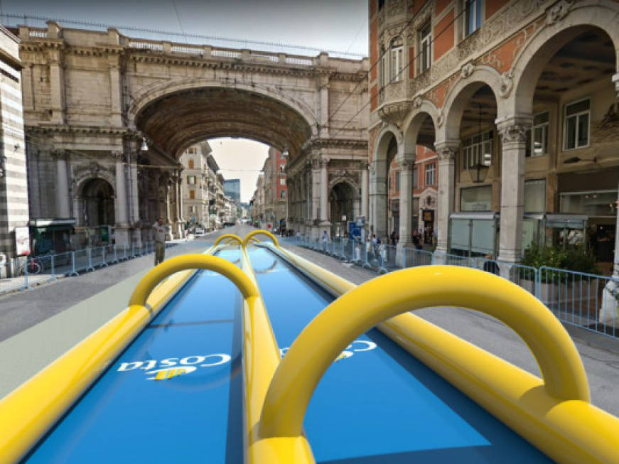 Costa Crociere, un maxi scivolo nel cuore di Genova per festeggiare i 70 anni