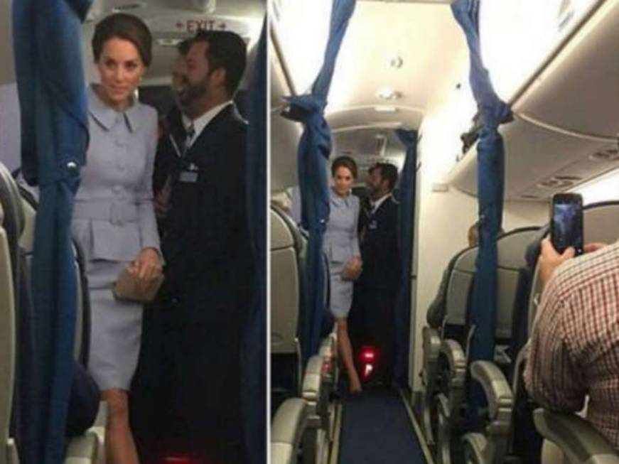 Kate Middleton su un volo di linea: le foto dei passeggeri