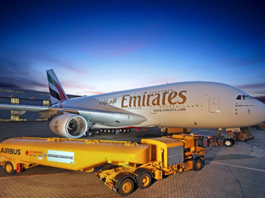 Il nuovo A380 di Emirates che vola con l’olio dei fritti