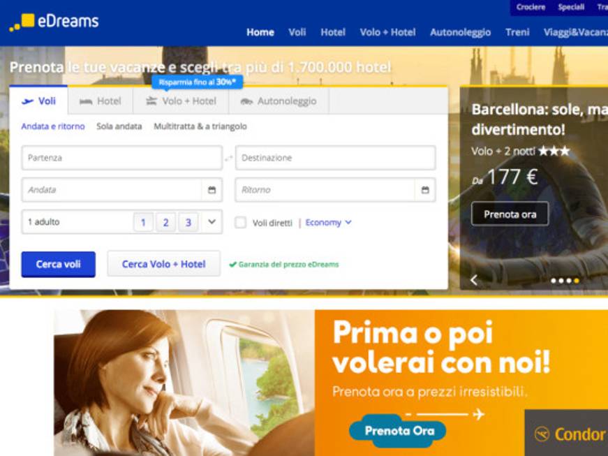 eDreams Odigeo, non solo voli: crescono servizi accessori e pacchetti dinamici