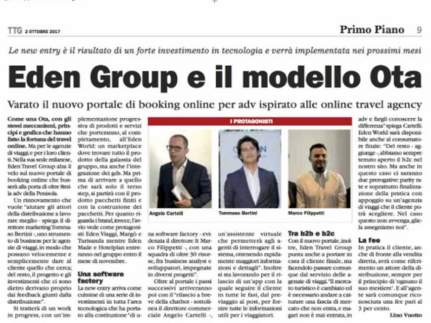 Eden Travel Group e il modello Ota