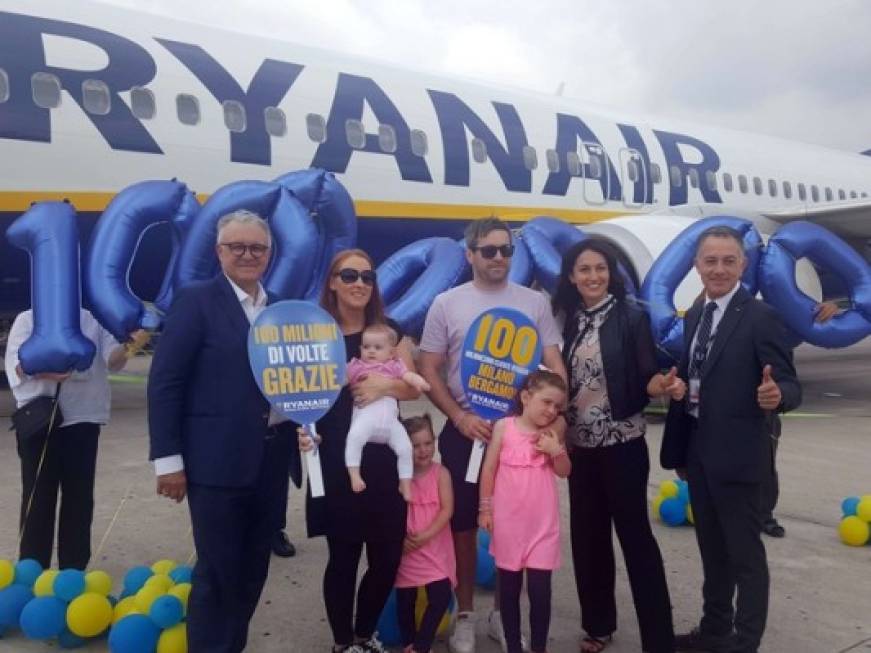 Ryanair e il record a Bergamo: cento milioni di passeggeri
