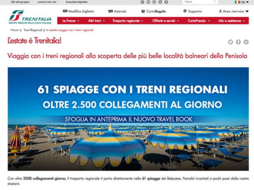 Il travel book di Trenitalia 'Mare' porta in 61 spiagge italiane