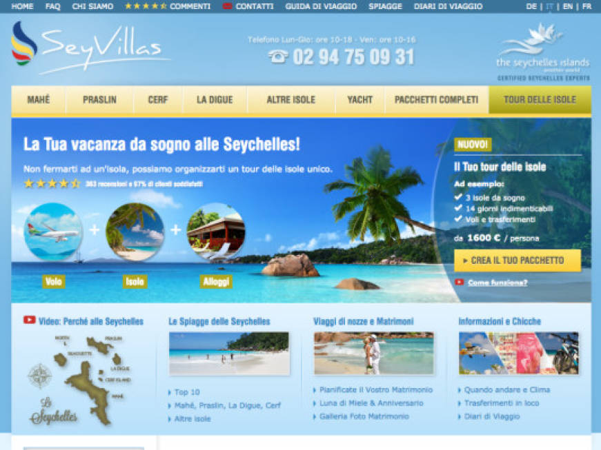 Seyvillas: crescono le agenzie che prenotano le Seychelles sul portale