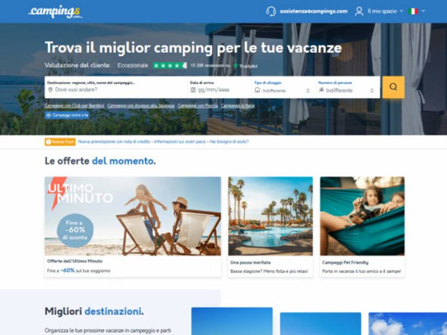 Campings.com debutta in Italia e triplica le entrate