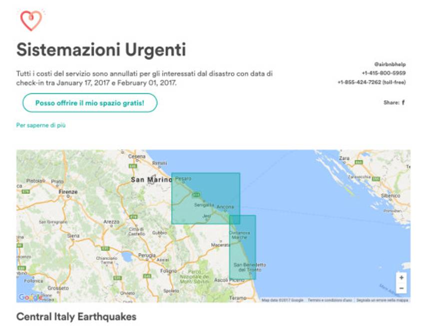 Emergenza terremoto, Airbnb attiva un programma di ospitalità