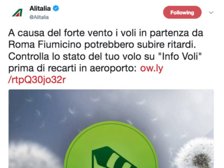 Maltempo a Roma, Alitalia annuncia possibili ritardi da Fiumicino