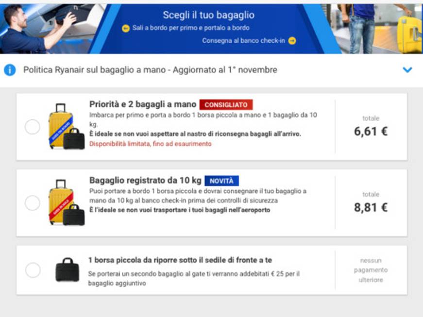 Ryanair e Wizz Air decisiIl trolley si paga ancora