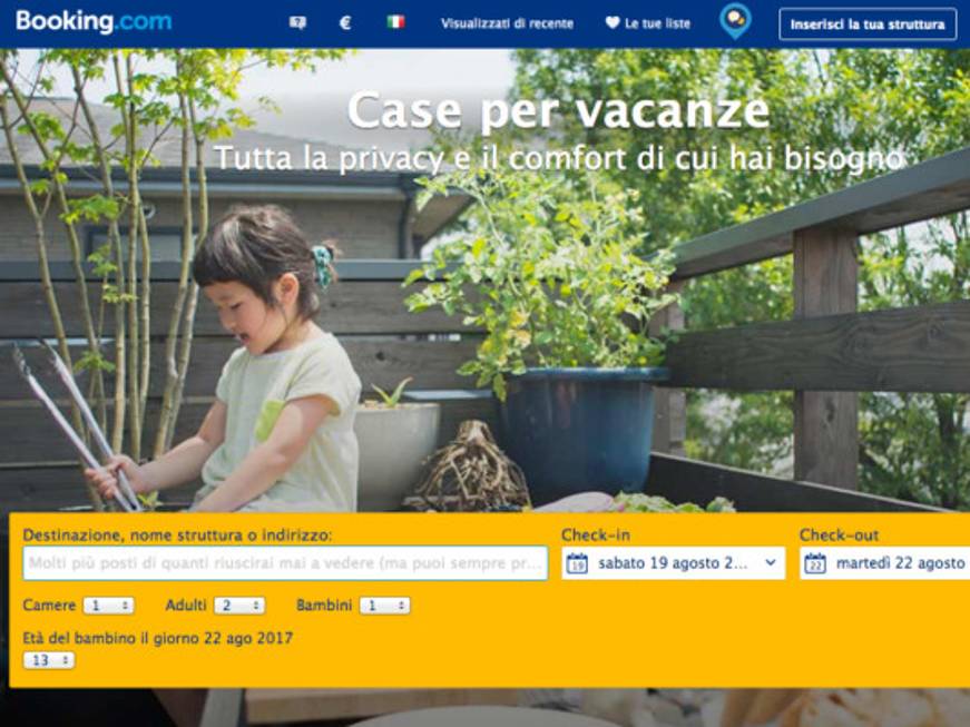 Booking rilancia con una campagna sulle case vacanza