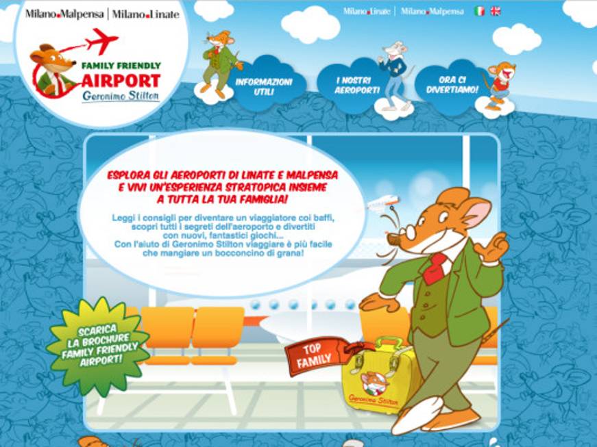 Geronimo Stilton guida i piccoli passeggeri negli aeroporti di Linate e Malpensa