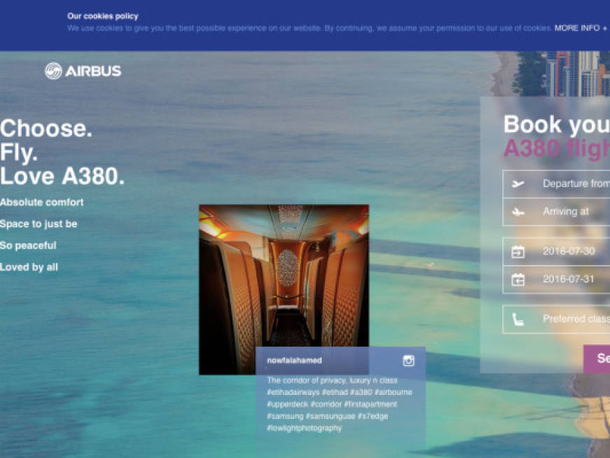 Airbus, arriva il sito dedicato agli appassionati dell'A380