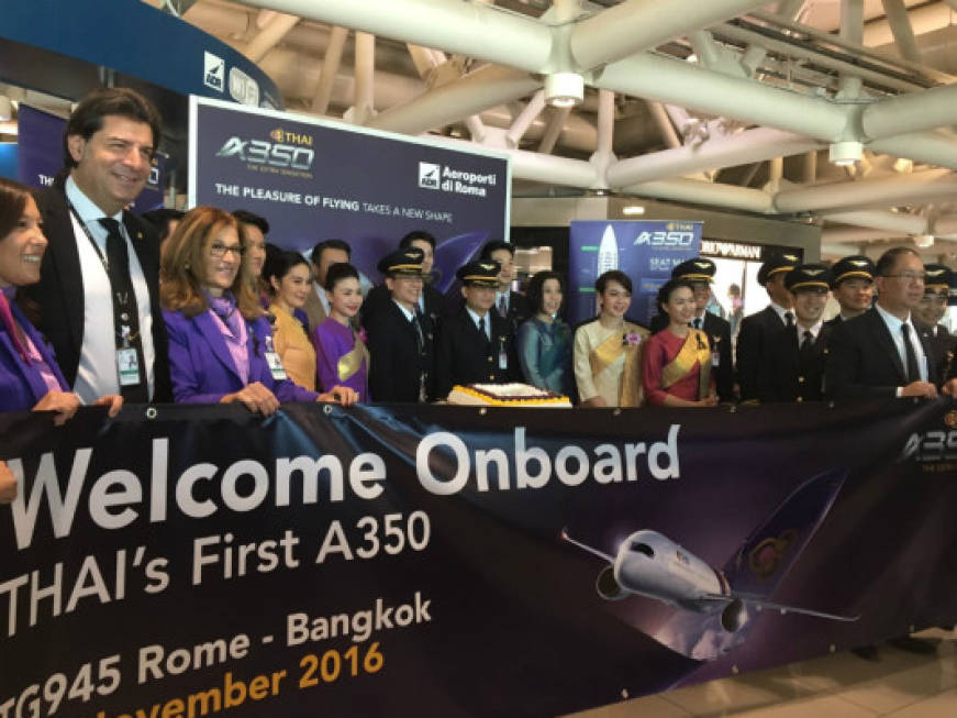 Thai Airways, l&amp;#39;A350-900 arriva a Fiumicino