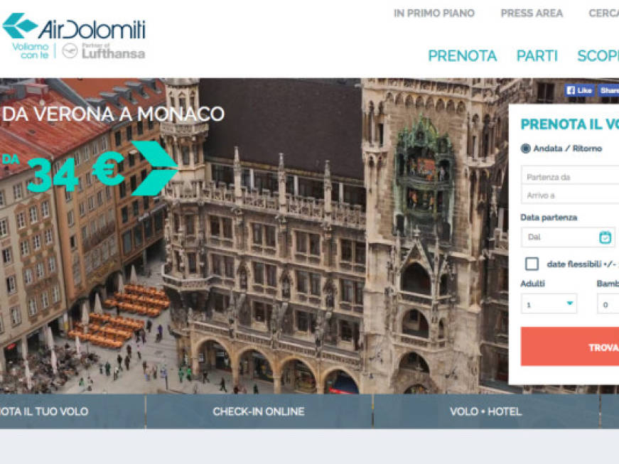 Online il nuovo sito di Air Dolomiti