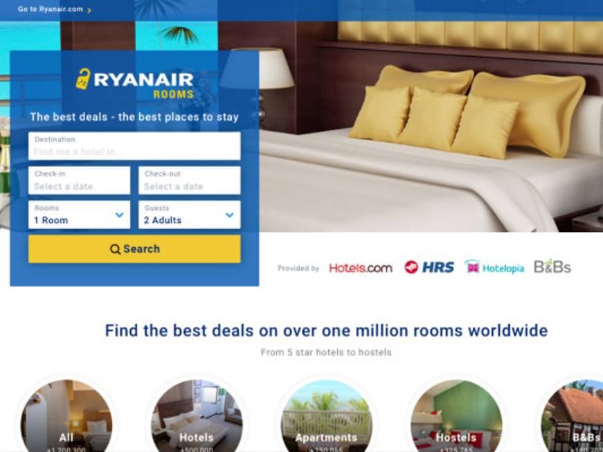 Ryanair Rooms cresce e raggiunge 1,2 milioni di camere in portfolio