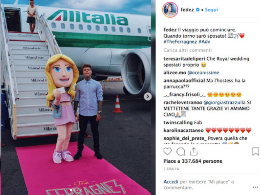 Matrimonio Ferragnez: il volo Alitalia brandizzato nel mirino di Di Maio