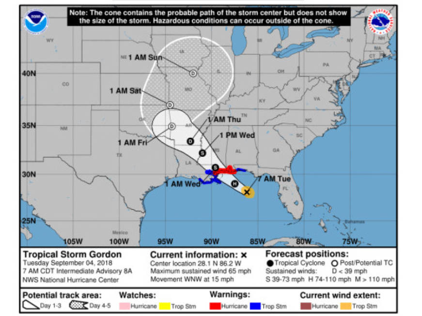 Usa: la tempesta Gordon verso il Golfo del Messico