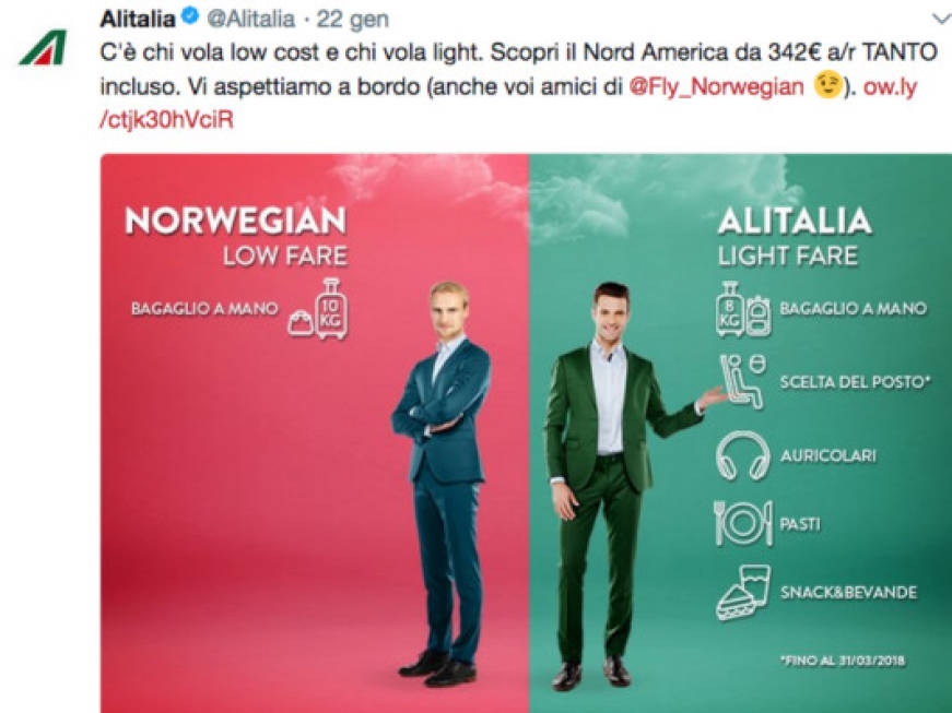 Alitalia e Norwegian, il duello delle tariffe low cost verso gli Usa si combatte anche sui social