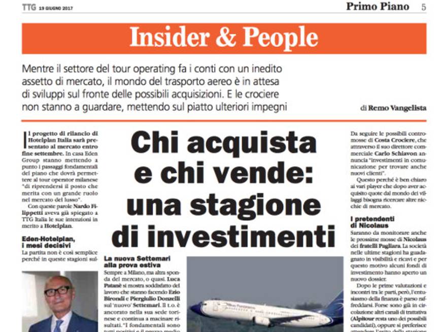 Insider &amp;amp; People su TTGI nuovi assetti di mercato