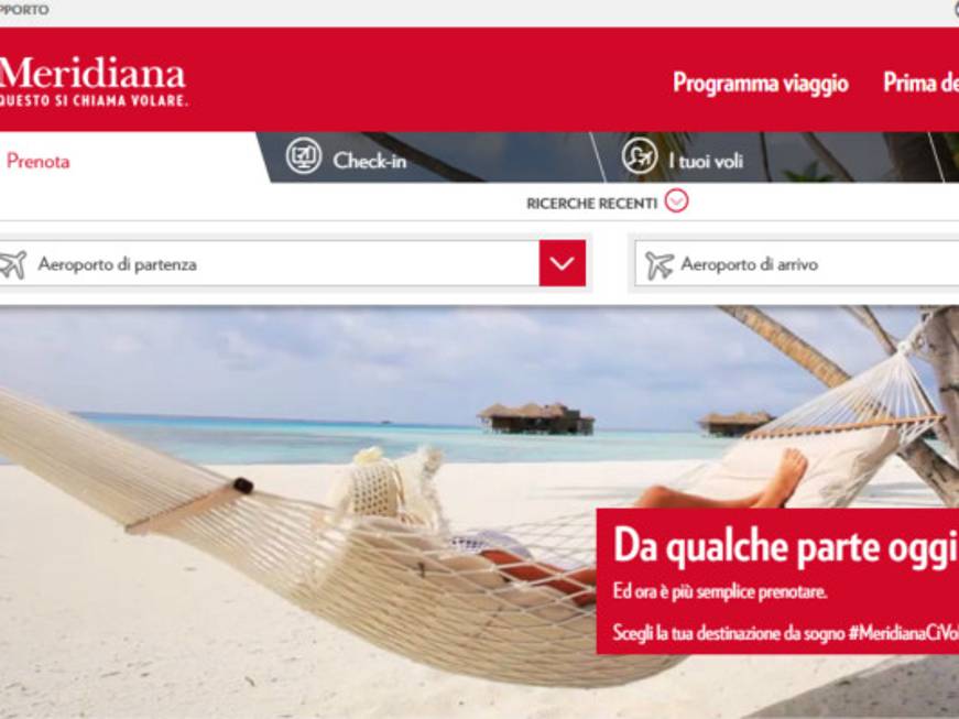 Meridiana, online il nuovo sito web